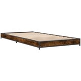 vidaXL Posteljni okvir dimljeni hrast 90x190 cm inž. les in kovina, (21128407) | Shoptok.si