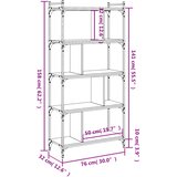  Regal za knjige s 5 razina crni 76x32x158 cm konstruirano drvo | shoptok.hr