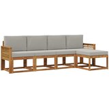  Set vanjskih sofa 5 kom. Prirodna i svjetlosiva Poliester Smeđa | shoptok.hr