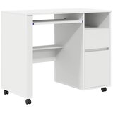 vidaXL Miza s kolesi s predalom Bela 91 x 50 x 77 cm Konstruiran les, (5000098244) | Shoptok.si