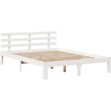 vidaXL Posteljni okvir z vzglavjem brez vzmetnice bel 140x200 cm | Shoptok.si