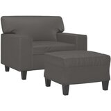  Fotelja s tabureom siva 60 cm od umjetne kože | shoptok.hr