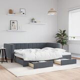 vidaXL Izvlečna dnevna postelja s predali temno siva 90x200 cm žamet | Shoptok.si