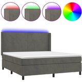Krevet box spring s madracem LED tamnosivi 160x200 cm baršun | Eponuda.com