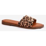 Boto Womens Flat Heeled Sandals With Cutouts Leopard Print Brown Teterre | shoptok.hr