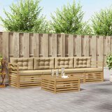  Set vanjskih sofa 5 pcs Bijela i bež Čvrsto drvo akacije | shoptok.hr
