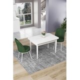 Hanah home trpezarijski set Nil, sto i 2 stolice, bela ploča, kaki zelena tkanina Babyface | Eponuda.com