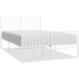 The Living Store Kovinski posteljni okvir z vzglavjem in vznožjem bel 135x190 cm - Posteljni Okvir, (21531534) | Shoptok.si