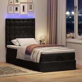 vidaXL Otomanski posteljni okvir z vzmetnicami črn 90x200cm žamet | Shoptok.si
