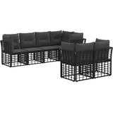  Set vanjskih sofa s jastukom 7 pcs Crna Poliester - Crna | shoptok.hr