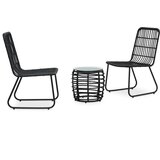 Poli 3-dijelni bistro set od poliratana crni Cijene
