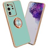 Cadorabo Samsung v sijajni turkizni - Zlato z obročem silikonski/TPU ovitek z zaščito pred kamero in držalo magnetnega avtomobila, (20603399) | Shoptok.si