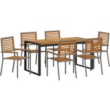  Vrtni set za objed 7 pcs Siva i smeđa poliratan | shoptok.hr