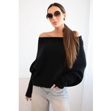 Kesi Włoski Women's asymmetrical batwing viscose sweater black Cene