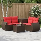  Set sofe 6 kom. Smeđa i crvena Poli Rattan i čelik | shoptok.hr