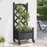 Maison Chic Cvetlično korito - Cvetlični Lonec z mrežo in kolesi črne barve trden les jelke, (21790468) | Shoptok.si