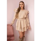 Kesi Beige dress with vertical ruffles | shoptok.hr