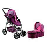 Kolica za lutku Alice 2u1 - roza s crnim točkicama | shoptok.hr