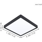 Eglo Fueva 5 nadgradna led, 20w, 2300lm, ip44, 285x285, crna/čelik/plastika | shoptok.hr
