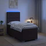  LED okvir za krevet s madracem Tamno smeđa 100 x 200 cm Tkanina | shoptok.hr