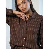 Sinsay Oversize košulja u prugama s viskozom i primjesom lana | shoptok.hr