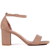 Shelvt Gold glitter women's heeled sandals | shoptok.hr