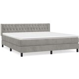  Box spring postelja z vzmetnico svetlo siva 160x200 cm žamet, (20790543) | Shoptok.si