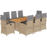  The Living Store Vrtna jedilna garnitura 9-delna z blazinami bež poli ratan - Vrtna Jedilna Garnitura, (21446711) | Shoptok.si