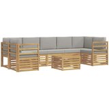  Set vanjskih sofa 8 pcs Bijela i svjetlosiva Poliester | shoptok.hr