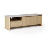Marckeric Bela/v svetli naravni barvi TV omarica v hrastovem dekorju 153x50x45 cm Dore – | Shoptok.si