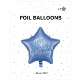 Folija balon zvijezda plava Happy Birthday 40cm