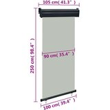 Balkonska bočna tenda 105 x 250 cm siva | shoptok.hr
