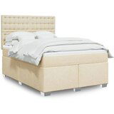 vidaXL Box spring postelja z vzmetnico krem 160x200 cm blago | Shoptok.si