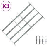  Sigurnosna rešetka za prozore s 4 poprečne šipke 3 kom. Srebrna 630-1140 mm | shoptok.hr