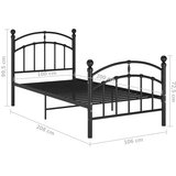  Za krevet crni metalni 100 x 200 cm | shoptok.hr