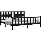  Za krevet s uzglavljem crni 200 x 200 cm od masivnog drva | shoptok.hr