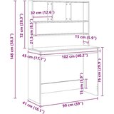vidaXL Pisalna miza s policami artisian hrast 102x45x148 cm inž. les | Shoptok.si