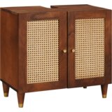 vidaXL Ormarić za umivaonik s policom s pohranom s vratima Smeđa 62 x 33 x 58 cm | shoptok.hr