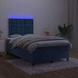  Box spring postelja z vzmetnico LED tem. modra 120x190 cm žamet | Shoptok.si