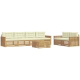  Set vanjskih sofa 7 kom. Bijela i krem Čvrsto drvo akacije | shoptok.hr
