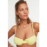 Trendyol Yellow Gingham Textured Bikini Top | Shoptok.si