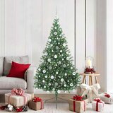 vidaXL Umjetna preddekorirana božićna jelka Zelena 180 cm PVC | Shoptok.si