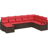vidaXL Set sofe 8 kom. Smeđa i crvena poliratan - Smeđe-crvena bez stola | shoptok.hr