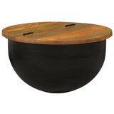  Stolić za kavu crni 50 x 27 cm od masivnog obnovljenog drva | shoptok.hr