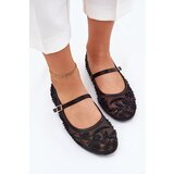Boto Mesh Ballet Flats With Embroidery And Decoration Black Tillilora | Shoptok.si