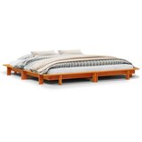 vidaXL Posteljni okvir voščeno rjav 160x200 cm trdna borovina | Shoptok.si