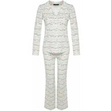Trendyol Gray Single Jersey Knitted Christmas Theme Shirt-Pants Pajama Set Cene