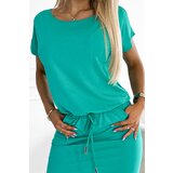 Numoco 56-11 Sports dress with short sleeves and pockets - turquoise | shoptok.hr