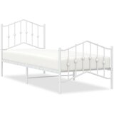  The Living Store Kovinski posteljni okvir z vzglavjem in vznožjem bel 90x200 cm - Posteljni Okvir, (21452258) | Shoptok.si