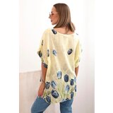 Kesi Włoski Women's cotton shirt with a floral pattern yellow | Shoptok.si